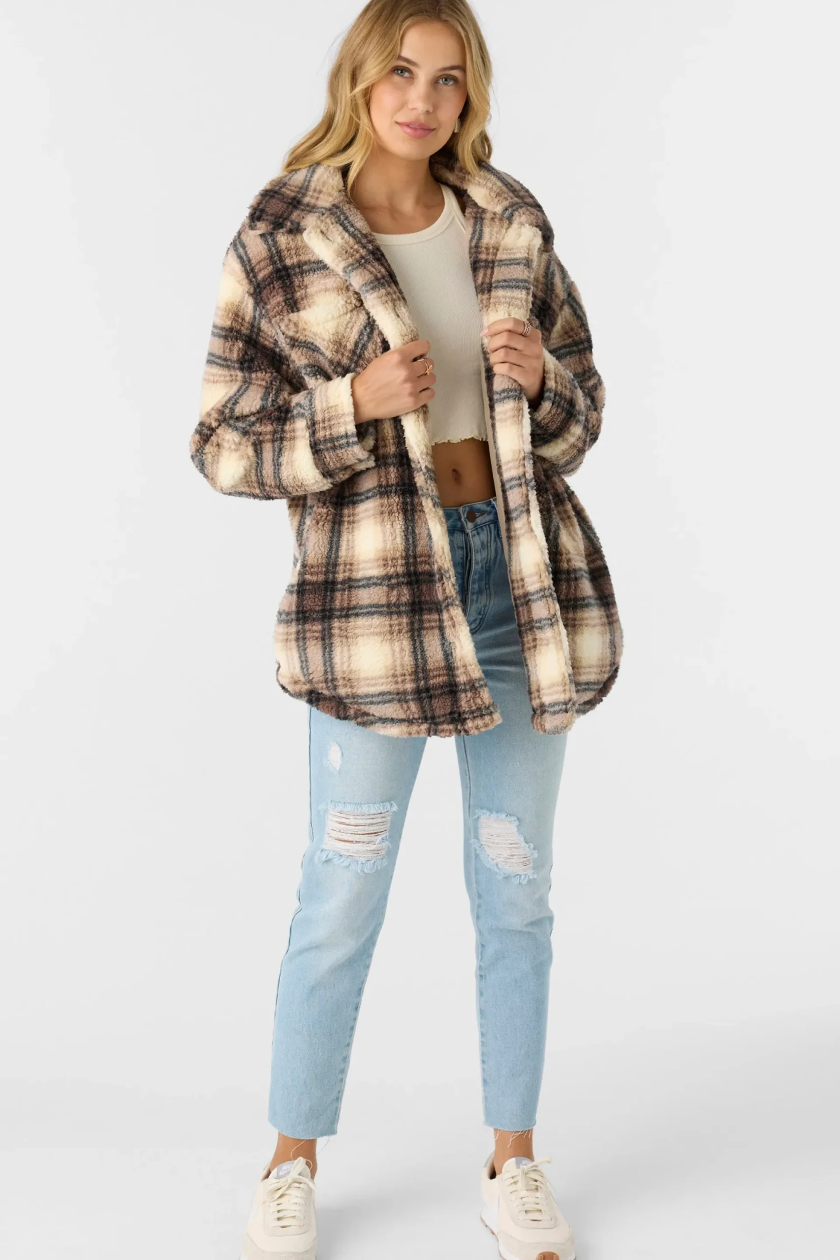 Women O’Neill Jackets<HEATH PLAID HIGH PILE FLEECE JACKET