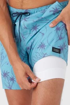 O’Neill Side Pockets<HERMOSA ELASTIC WAIST LINED 17" SWIM TRUNKS