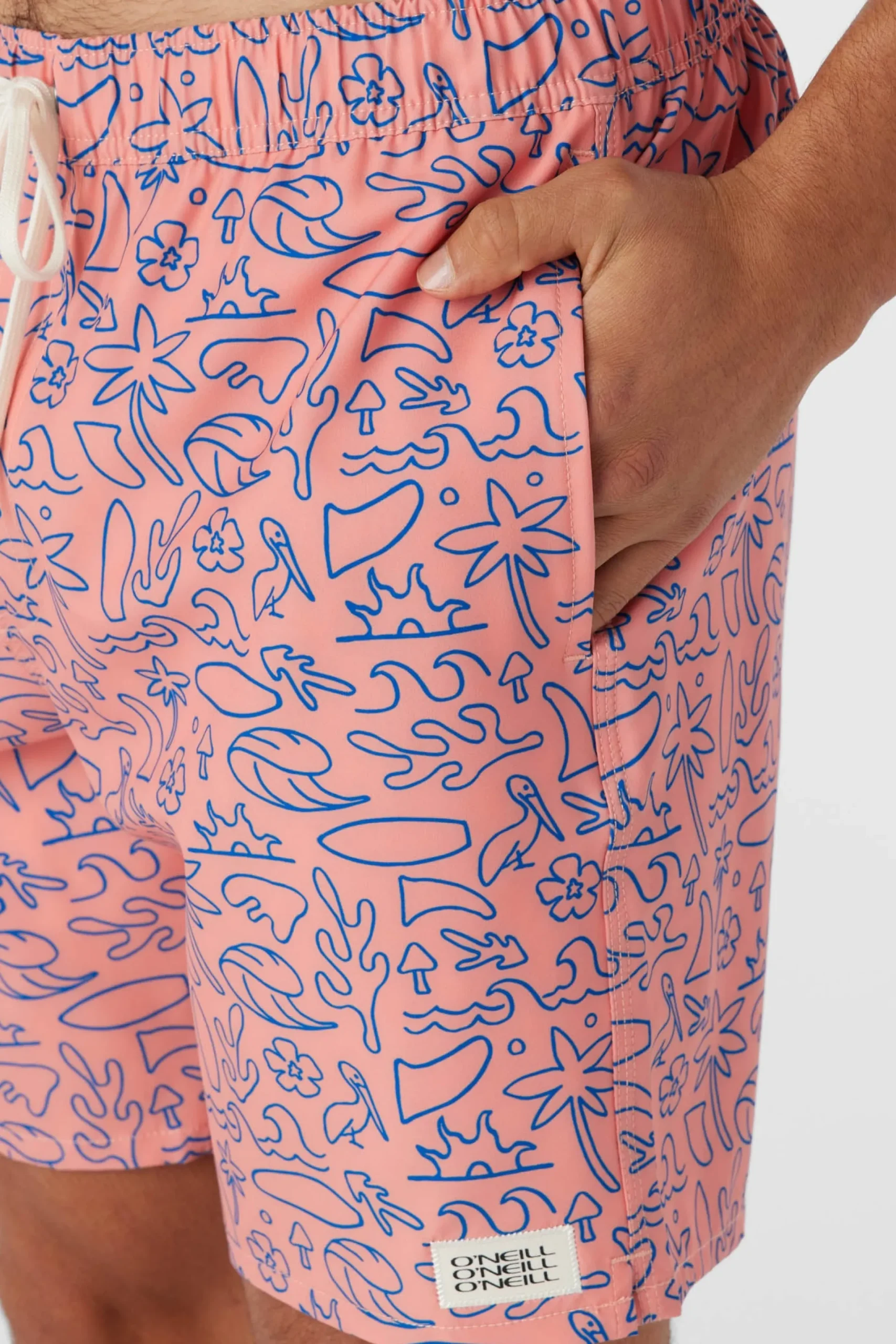 O’Neill Side Pockets<HERMOSA ELASTIC WAIST LINED 17" SWIM TRUNKS