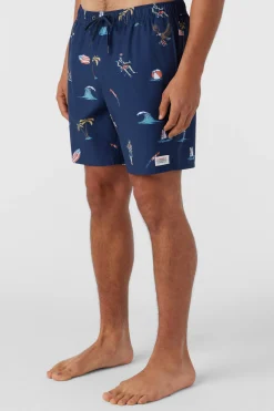 O’Neill Side Pockets<HERMOSA ELASTIC WAIST LINED 17" SWIM TRUNKS