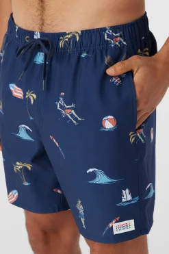 O’Neill Side Pockets<HERMOSA ELASTIC WAIST LINED 17" SWIM TRUNKS