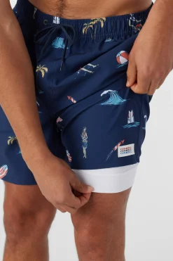 O’Neill Side Pockets<HERMOSA ELASTIC WAIST LINED 17" SWIM TRUNKS