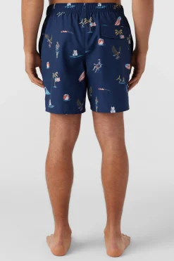 O’Neill Side Pockets<HERMOSA ELASTIC WAIST LINED 17" SWIM TRUNKS