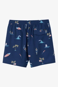 O’Neill Side Pockets<HERMOSA ELASTIC WAIST LINED 17" SWIM TRUNKS