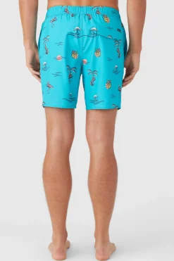 O’Neill Side Pockets<HERMOSA ELASTIC WAIST LINED 17" SWIM TRUNKS
