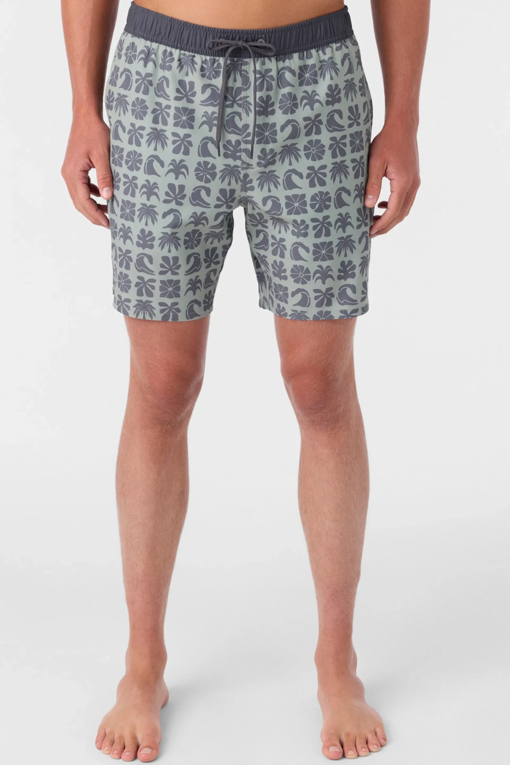 O’Neill Side Pockets<HERMOSA ELASTIC WAIST LINED 17" SWIM TRUNKS