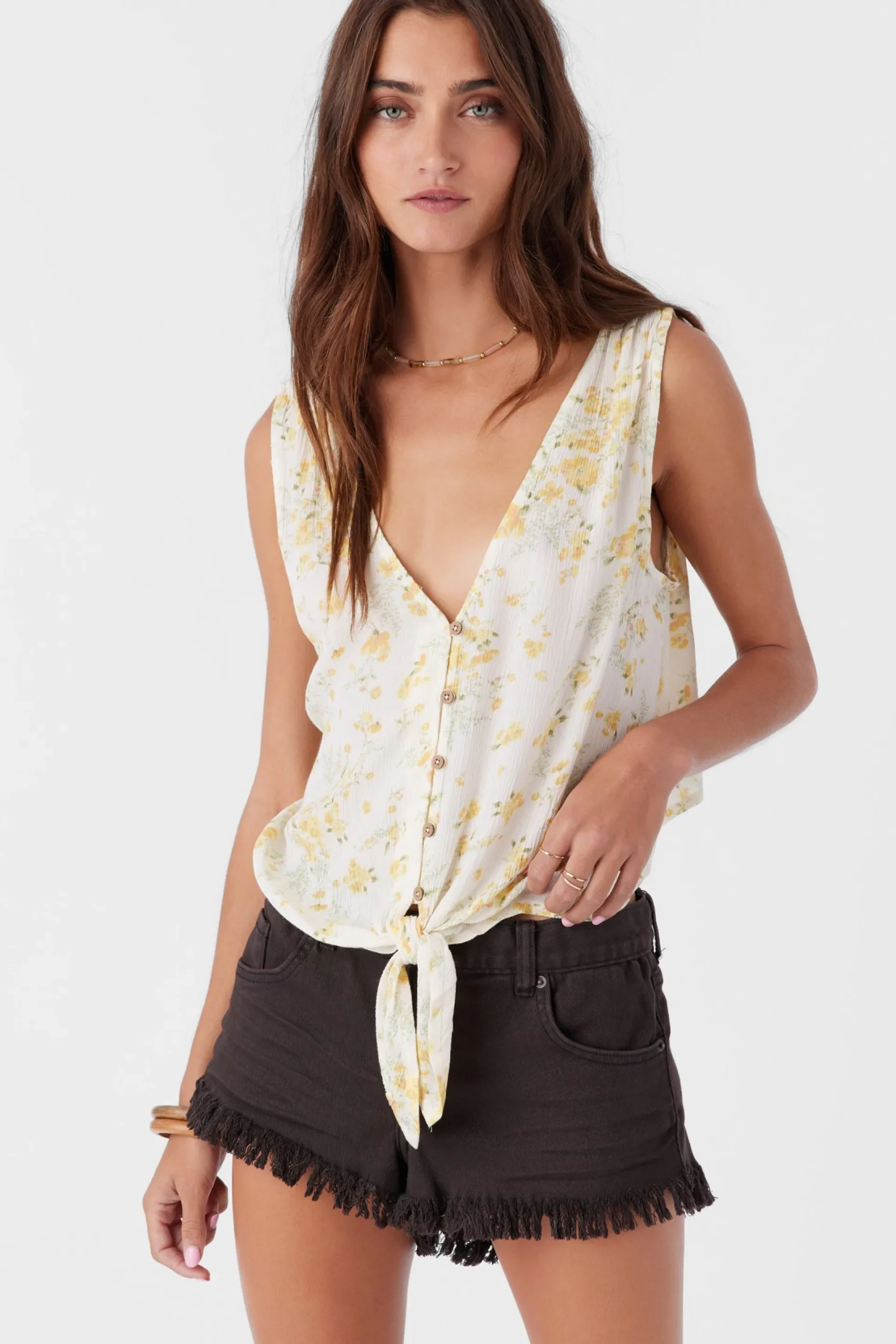Women O’Neill Tops<JADEN TATIANNA FLORAL TIE-FRONT TOP
