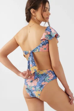 Women O’Neill Bralette|Bikini Tops<JADIA FLORAL MISSION BEACH RUFFLE ONE SHOULDER TOP