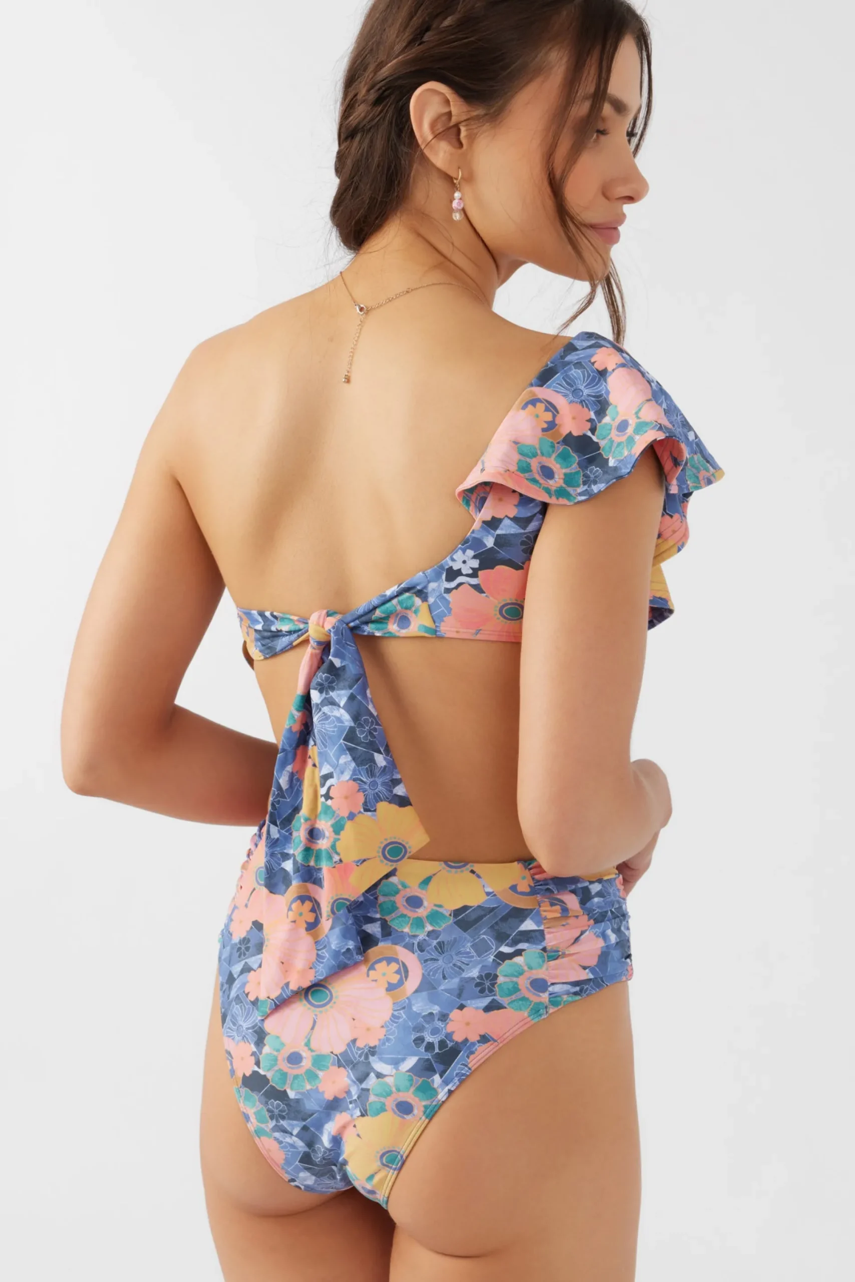 Women O’Neill Bralette|Bikini Tops<JADIA FLORAL MISSION BEACH RUFFLE ONE SHOULDER TOP