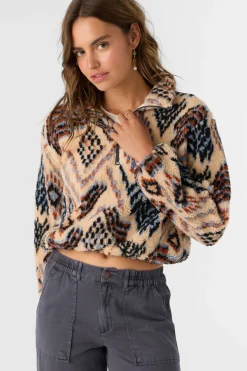 Women O’Neill Jackets<KACEY PALMER PRINT HIGH PILE FLEECE PULLOVER