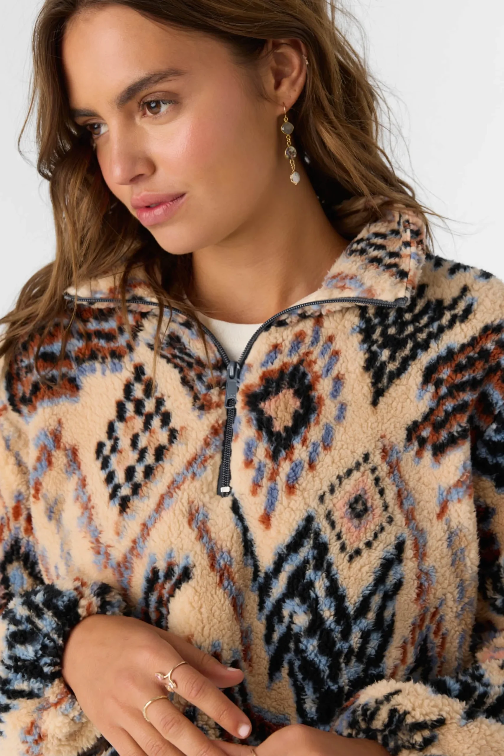 Women O’Neill Jackets<KACEY PALMER PRINT HIGH PILE FLEECE PULLOVER