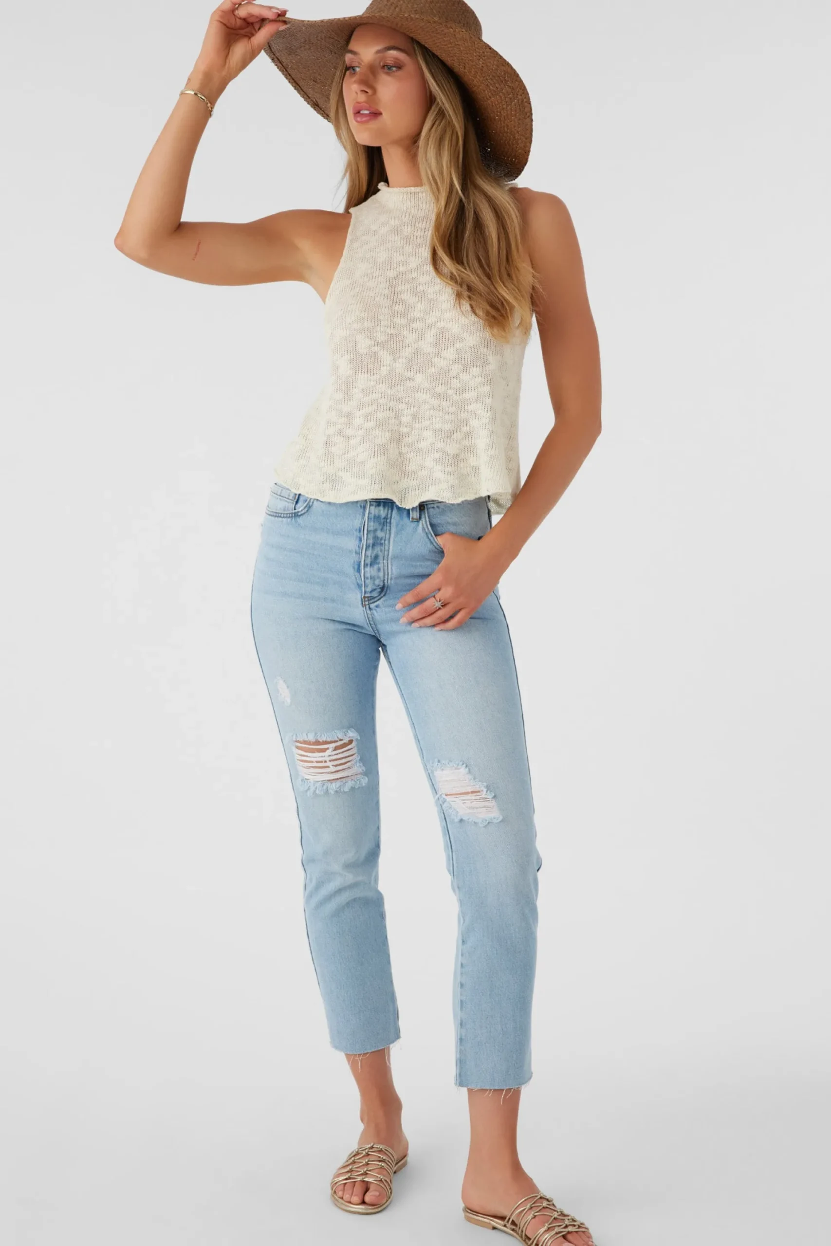 Women O’Neill Sweaters, Hoodies & Fleece|Tops<KINSLIE SLUB MOCK NECK SWEATER TANK TOP