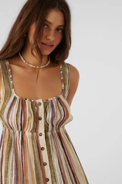 Women O’Neill Dresses<KORIE NEPTUNE STRIPE BUTTON FRONT MINI DRESS