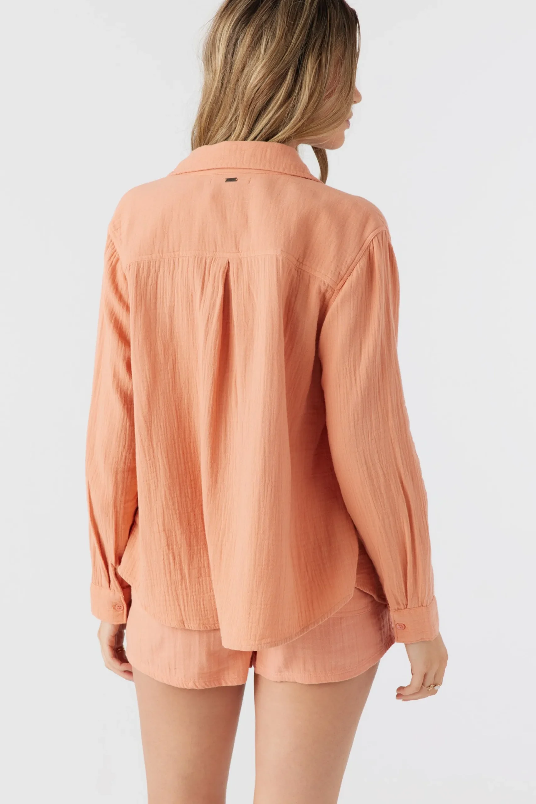 Women O’Neill Cover-Ups|Tops<LENI CRINKLE DOUBLE GAUZE BUTTON DOWN SHIRT