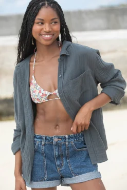 Women O’Neill Tops<LENI CRINKLE DOUBLE GAUZE BUTTON DOWN SHIRT