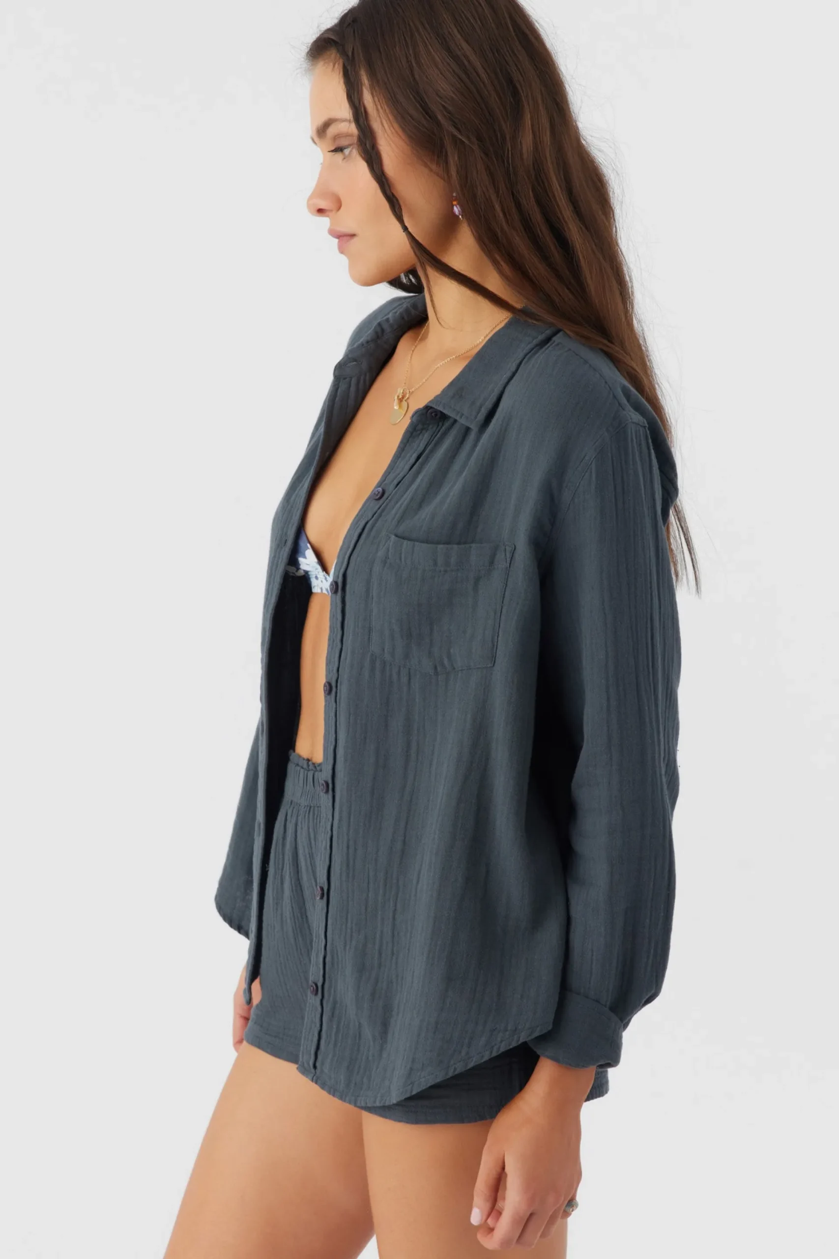 Women O’Neill Tops<LENI CRINKLE DOUBLE GAUZE BUTTON DOWN SHIRT