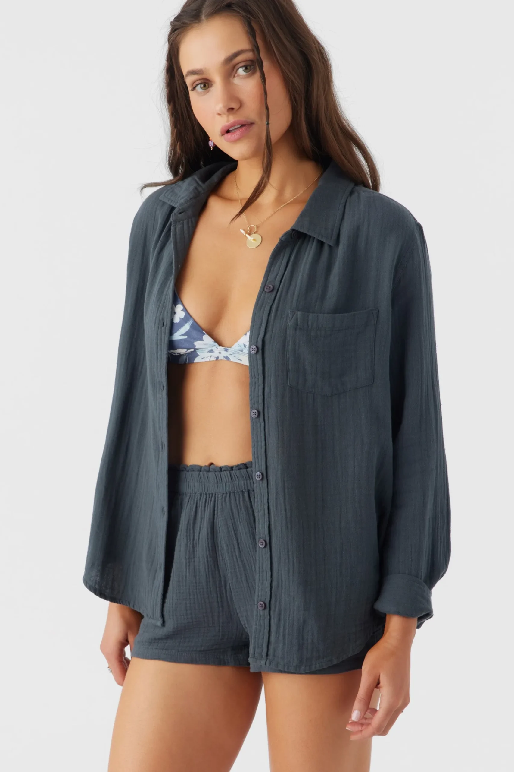 Women O’Neill Tops<LENI CRINKLE DOUBLE GAUZE BUTTON DOWN SHIRT