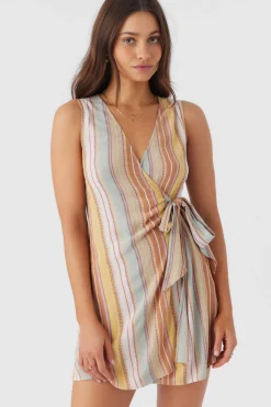 Women O’Neill Dresses<MAIZIE STRIPE WRAP MINI DRESS