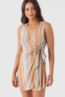 Women O’Neill Dresses<MAIZIE STRIPE WRAP MINI DRESS