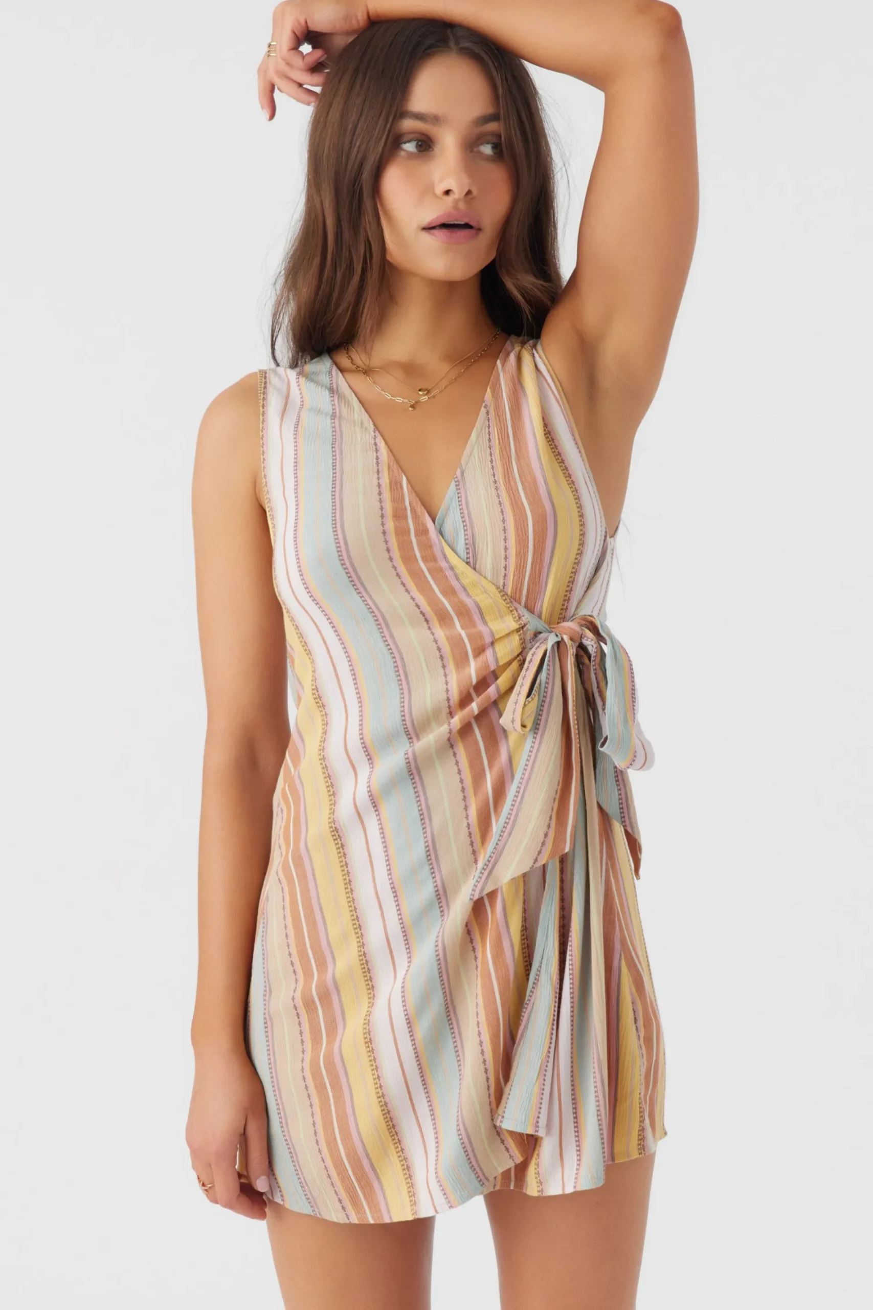Women O’Neill Dresses<MAIZIE STRIPE WRAP MINI DRESS