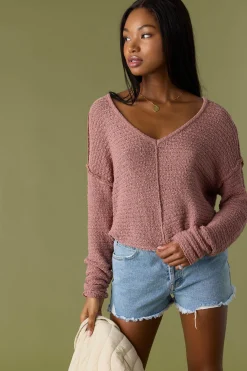 Women O’Neill Sweaters, Hoodies & Fleece|Tops<MARINA COTTON SLUB V-NECK SWEATER