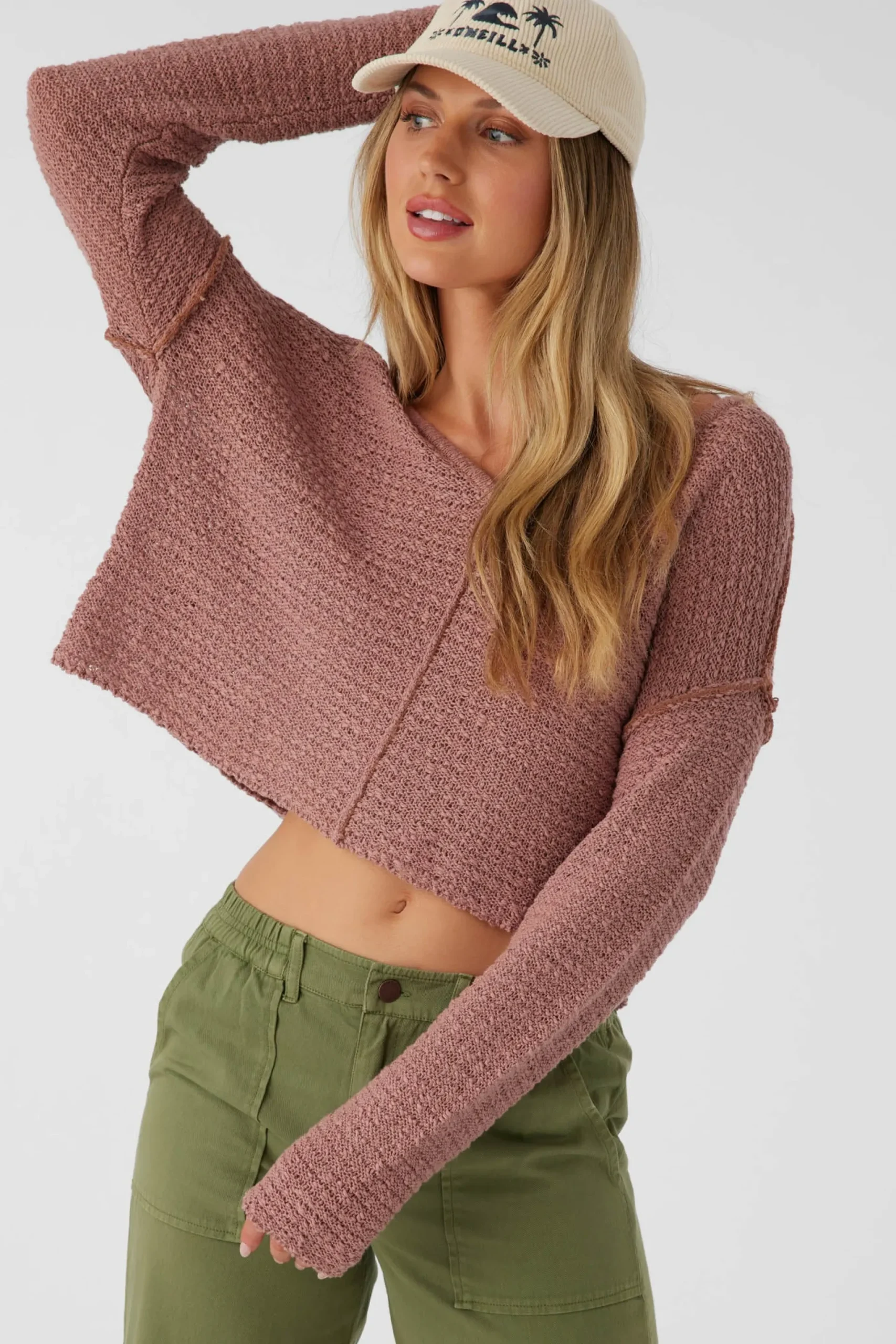 Women O’Neill Sweaters, Hoodies & Fleece|Tops<MARINA COTTON SLUB V-NECK SWEATER