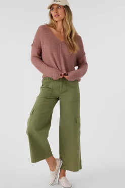 Women O’Neill Sweaters, Hoodies & Fleece|Tops<MARINA COTTON SLUB V-NECK SWEATER