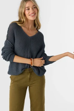 Women O’Neill Sweaters, Hoodies & Fleece<MARINA COTTON SLUB V-NECK SWEATER