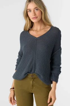 Women O’Neill Sweaters, Hoodies & Fleece<MARINA COTTON SLUB V-NECK SWEATER