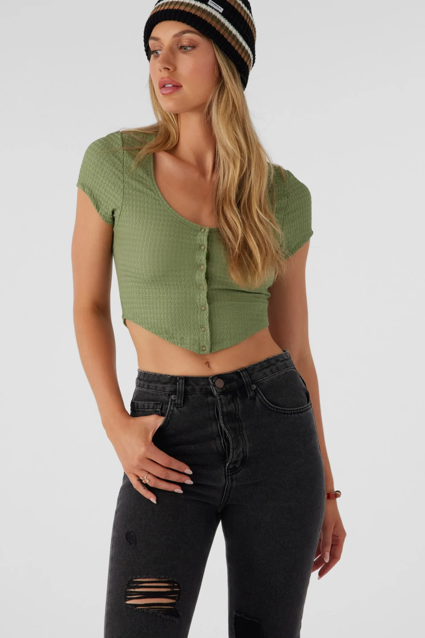 Women O’Neill Tops<MARLENA TEXTURED KNIT CROP TOP