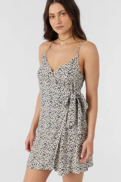 Women O’Neill Dresses<MARLO DREA ANIMAL WRAP DRESS
