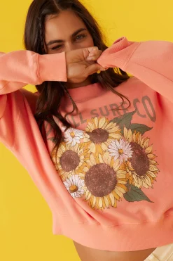 Women O’Neill Graphic Tees & Tanks<MOMENT CREW NECK CROPPED FLEECE