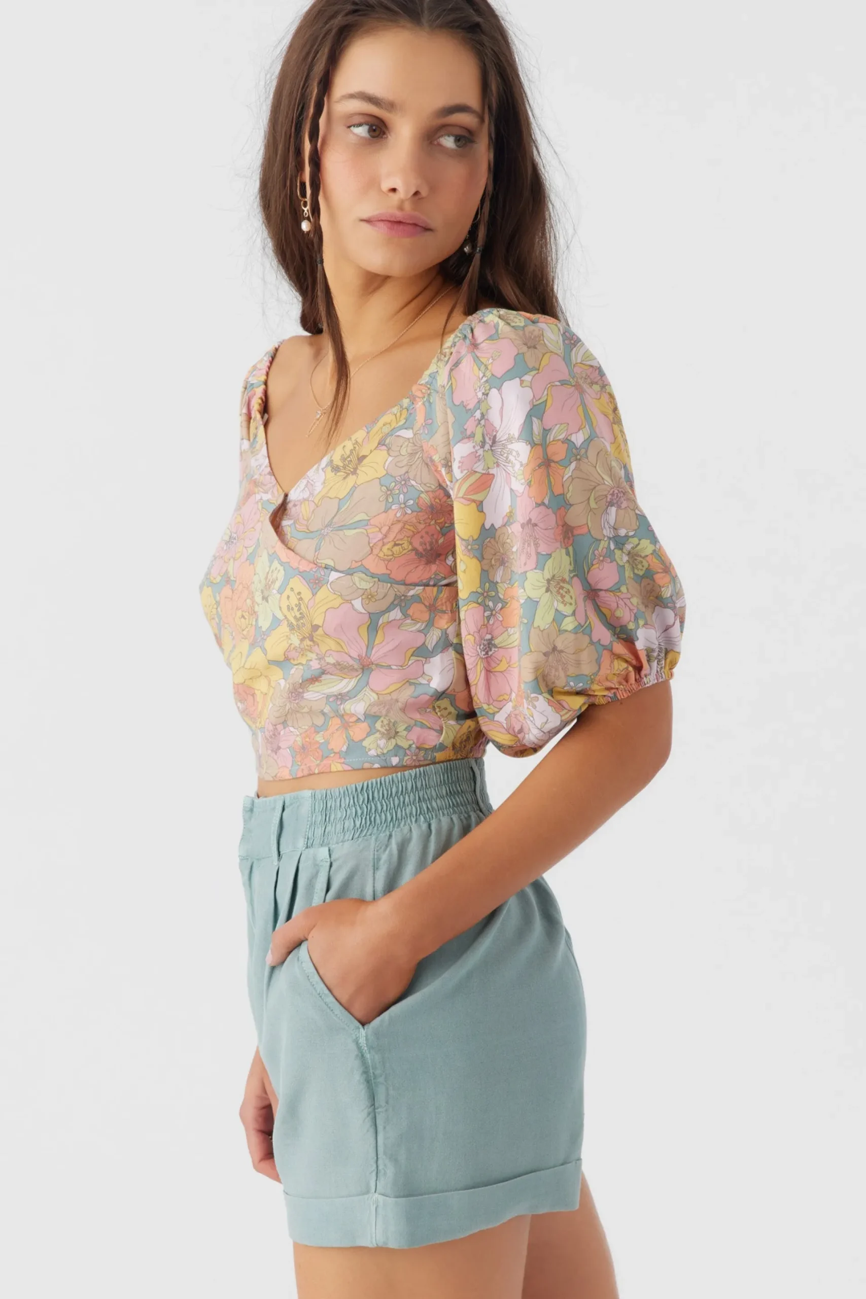 Women O’Neill Bottoms<ROWAN LINEN BLEND SHORTS