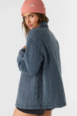 Women O’Neill Jackets<RYA QUILTED OVERSIZED FIT SNAP FRONT JACKET