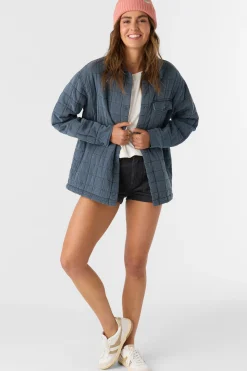 Women O’Neill Jackets<RYA QUILTED OVERSIZED FIT SNAP FRONT JACKET