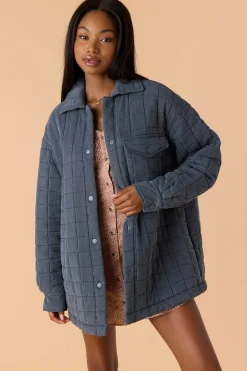Women O’Neill Jackets<RYA QUILTED OVERSIZED FIT SNAP FRONT JACKET