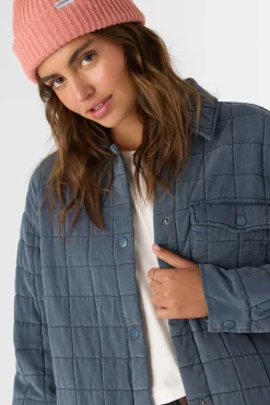 Women O’Neill Jackets<RYA QUILTED OVERSIZED FIT SNAP FRONT JACKET