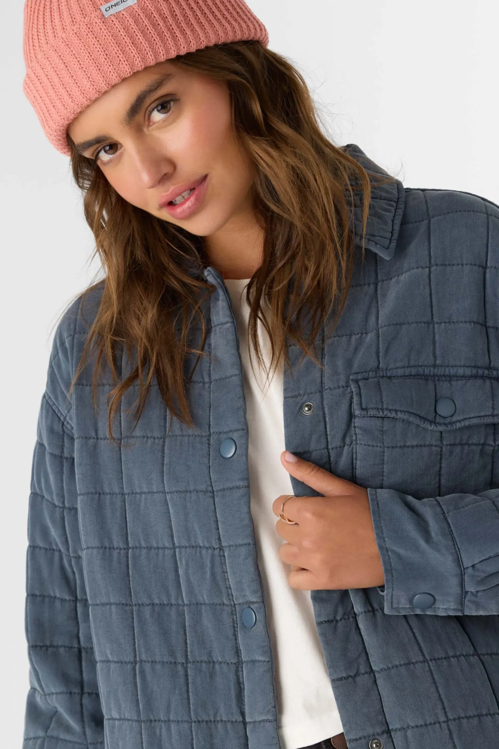 Women O’Neill Jackets<RYA QUILTED OVERSIZED FIT SNAP FRONT JACKET