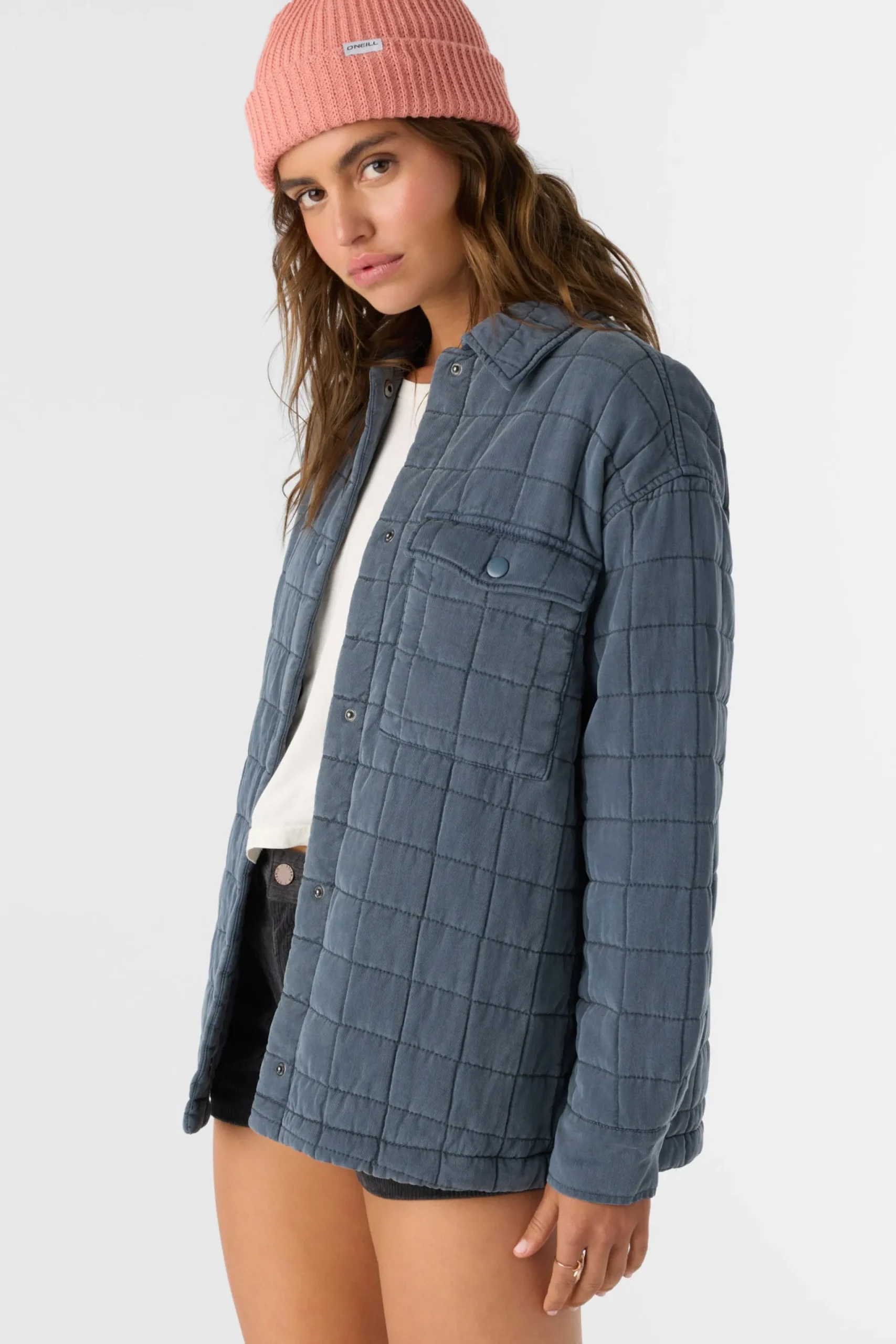 Women O’Neill Jackets<RYA QUILTED OVERSIZED FIT SNAP FRONT JACKET