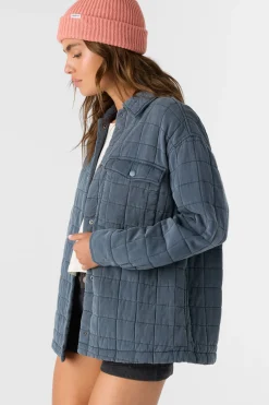 Women O’Neill Jackets<RYA QUILTED OVERSIZED FIT SNAP FRONT JACKET