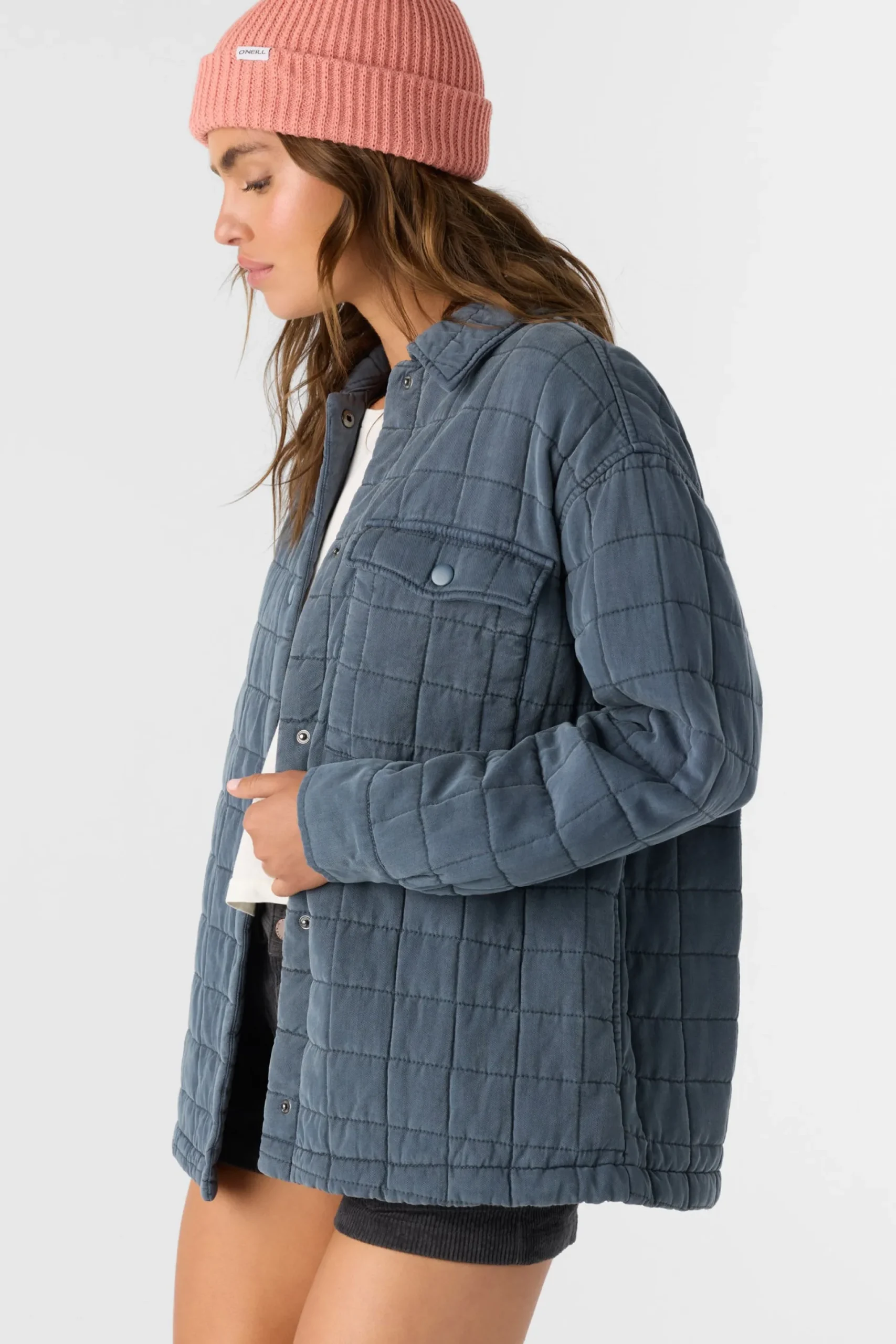 Women O’Neill Jackets<RYA QUILTED OVERSIZED FIT SNAP FRONT JACKET