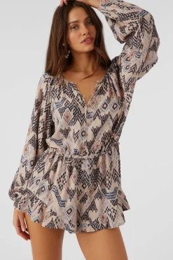 Women O’Neill Jumpsuits & Rompers<SCARLETTE PALMER PRINT LONG SLEEVE ROMPER