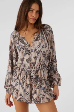 Women O’Neill Jumpsuits & Rompers<SCARLETTE PALMER PRINT LONG SLEEVE ROMPER