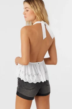 Women O’Neill Tops<SIENA EMBROIDERED HALTER TOP