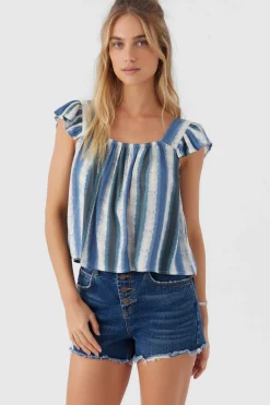 Women O’Neill Tops<SYNDIE FADE STRIPE RUFFLE SLEEVE TOP