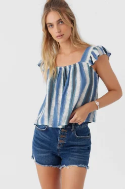 Women O’Neill Tops<SYNDIE FADE STRIPE RUFFLE SLEEVE TOP