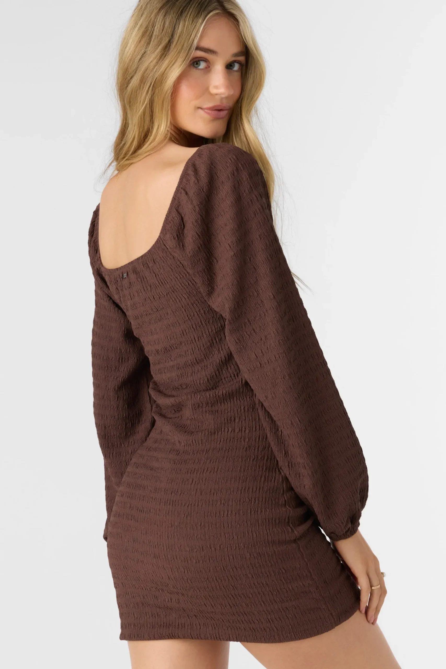 Women O’Neill Dresses<TEGAN SMOCKED KNIT LONG SLEEVE MINI DRESS