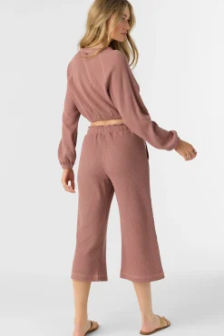 Women O’Neill Bottoms<TOUR WAFFLE KNIT CROPPED LOUNGE PANTS